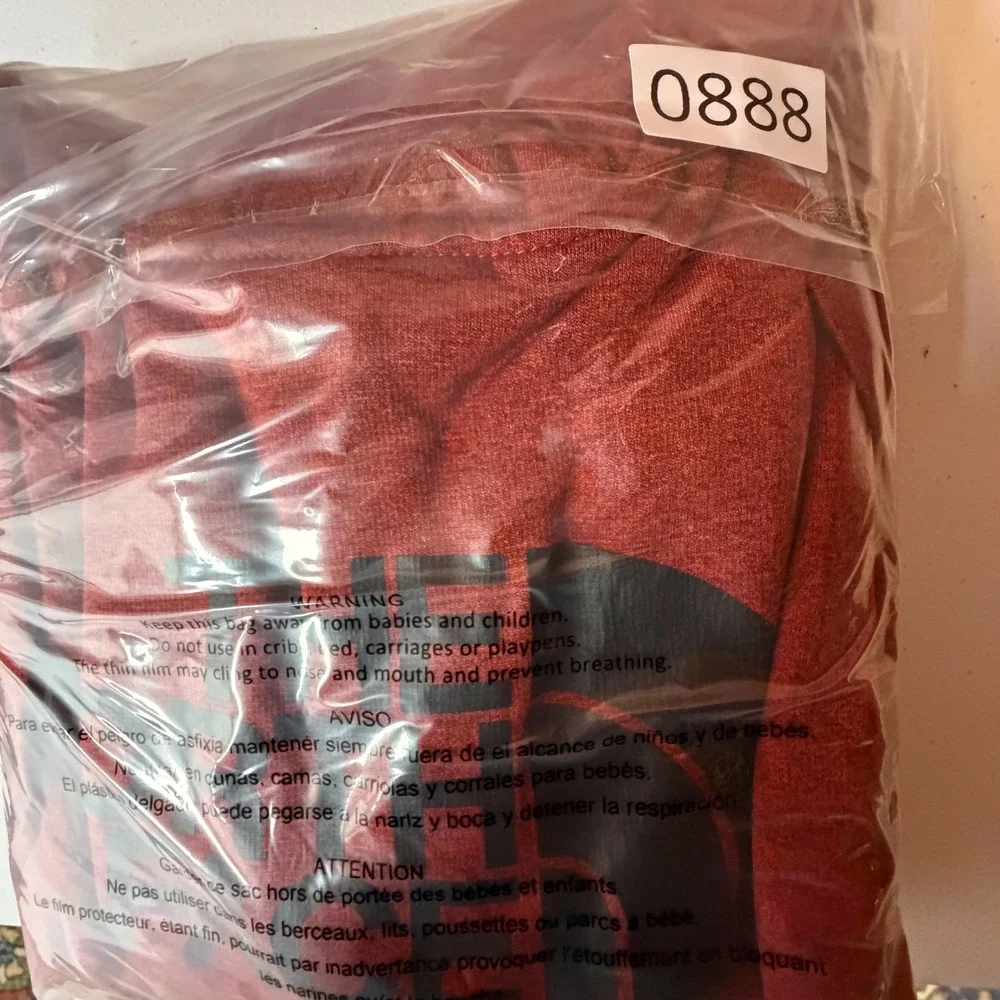 The North Face Hoodie Mens Large Good Red Heathered Logo Pullover Fleece